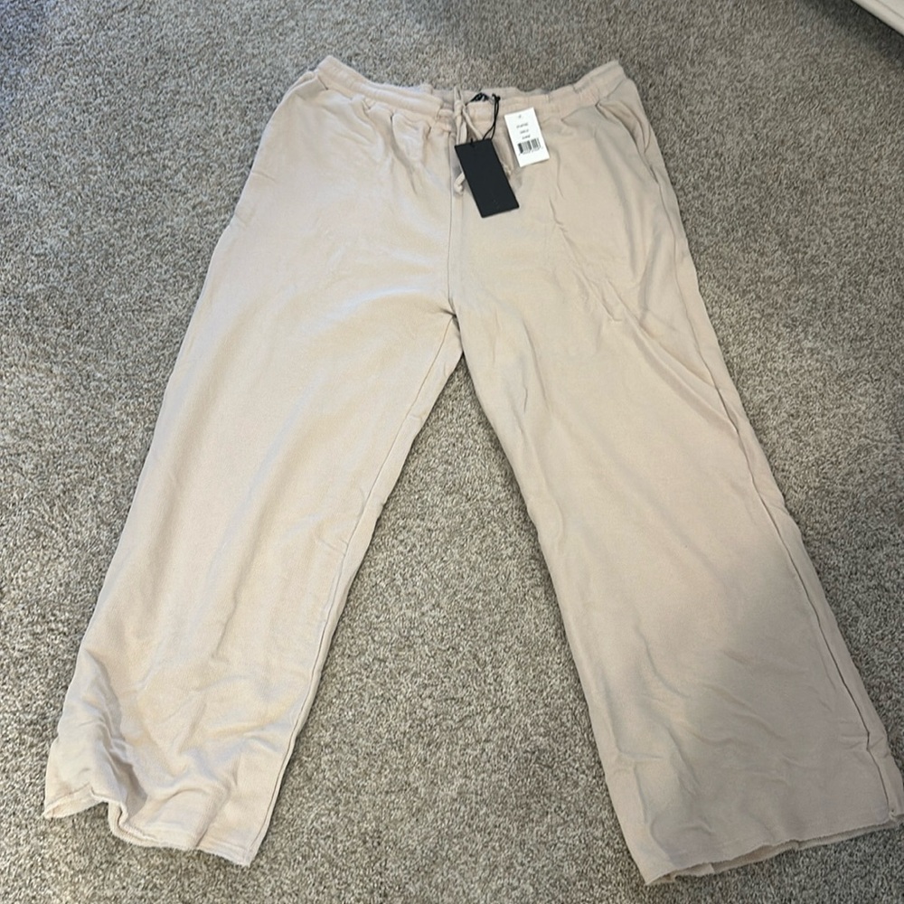 Gibson Look sweat pants nwt Vanilla size XL drawstring raw hem